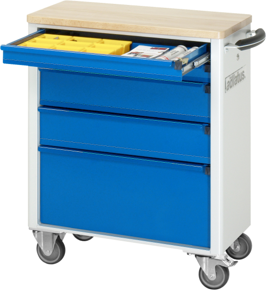 RAU Werkzeugwagen 7100, B725xT400xH860mm, 5xSchublade-VA, Buche-Top-25mm, 02-7100B.11