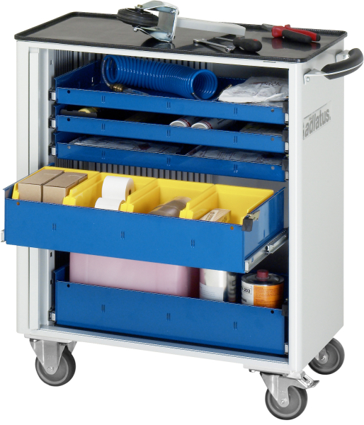 RAU Werkzeugwagen 7265, B725xT400xH860mm, 5xSchublade-VA, Metall-Top-25mm, 02-7265.11