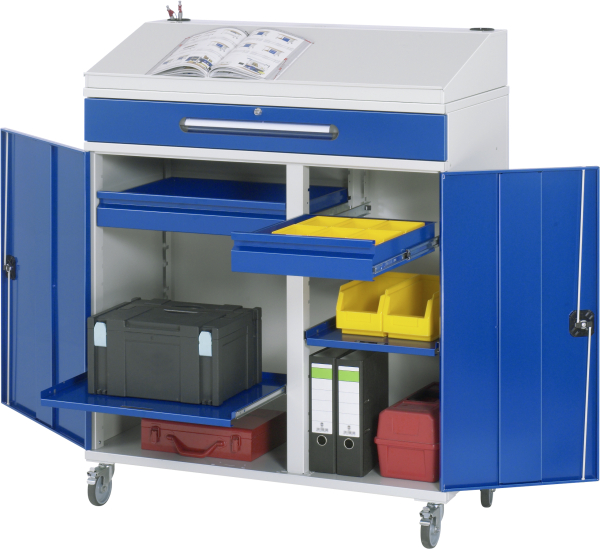 RAU Beistellschrank Stehpult 03T, B1100xT520xH1110/1220mm, mobil, 07-1100T-M03F.11