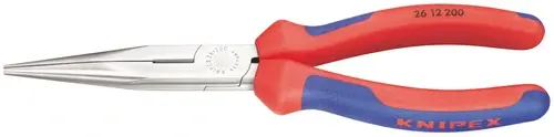 Knipex Flachrundzange mit Schneide 75641 Gerade Form, 200 mm, Vanadin-Elektrostahl, Ergonomischer Handgriff