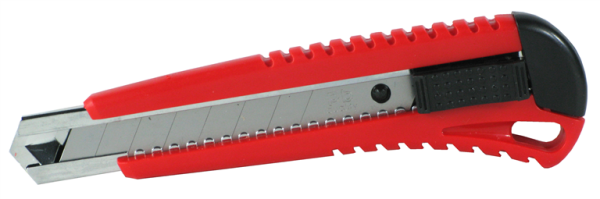 MMXX Cuttermesser 18mm, 2+1 Klinge selbstblockierend Kunststoffgehäuse mit verstellbarem Klingenhalter und Stop Klingenführung aus Metall