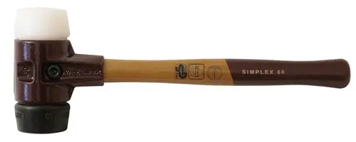 Halder Simplex Schonhammer 76418 Gummi / Superplastik, mit Stahlgussgehäuse und Holzstiel, Ø 60 mm, für Pflasterarbeiten