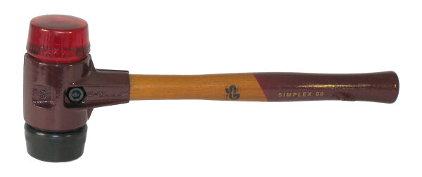 SIMPLEX-Schonhammer mit Stahlgussgehäuse und Holzstiel, Ø 50 mm, Gummikomposition / Plastik