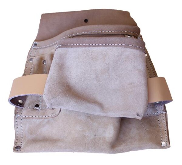 Profibau Werkzeugtasche 77803 Spaltleder beige, 8 Taschen, 2 Hammerschlaufen
