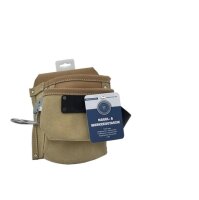 Profibau Nageltasche 77813 Spaltleder Beige, 2 Taschen, 2 Hammerhalter