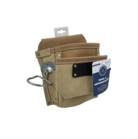 Profibau Nageltasche 77813 Spaltleder Beige, 2 Taschen, 2 Hammerhalter