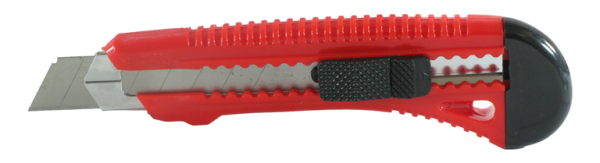 Profibau Cuttermesser 78415 18 mm mit Feststellschieber, rotes ABS-Gehäuse, 0,4 mm Carbonstahl-Klinge