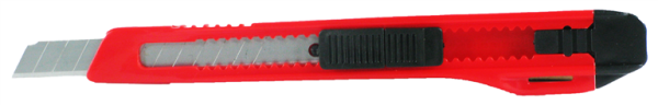 Cuttermesser ABS 9 mm Klingenbreite, Kunststoffgehäuse mit verstellbarem Klingenhalter und Stopp, 1 Abbrechklinge.