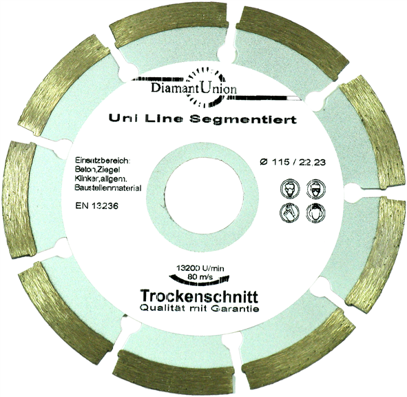 Dia-Trennscheibe Uniline segmentiert Ø 115 mm, Bohrung 22,2 mm, Beton