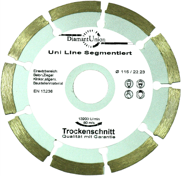 Dia-Trennscheibe Uniline segmentiert Ø 115 mm Bohrung 222 mm Beton