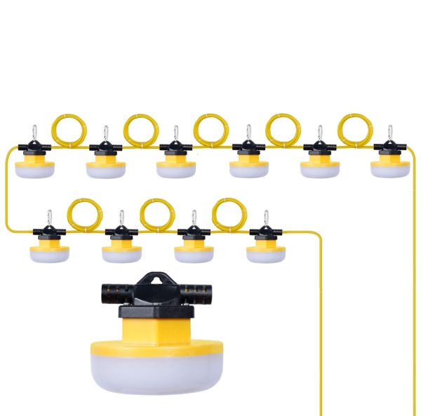 SHADA LED-Baulichterkette 30m 130W 15600lm 5000K IP67 - Baustellenbeleuchtung Baulicht Lichtschläuche Lichtband Lampenkette