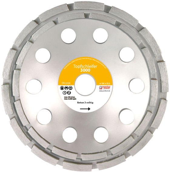 PROFITECH Diamant-Topfschleifer 3000,silber 115/22,23 mm, Beton II-reihig 11913