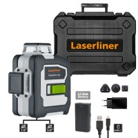 LASERLINER CompactPlane-Laser 3G Pro Dreidimensionaler grüner Laser mit einem horizontalen und zwei vertikalen Laserkreisen sowie Digital Connection-Schnittstelle 036.295A