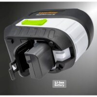LASERLINER MasterPlane-Laser 3G Plus Dreidimensionaler Laser mit einem horizontalen und zwei vertikalen grünen Laserkreisen sowie Klemm- und Wandhalterung mit Seitenfeintrieb 031.400A