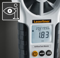 LASERLINER AirflowTest-Master Professionelles Anemometer zur Messung von Luftstrom, Volumenstrom und Windgeschwindigkeit 082.140A