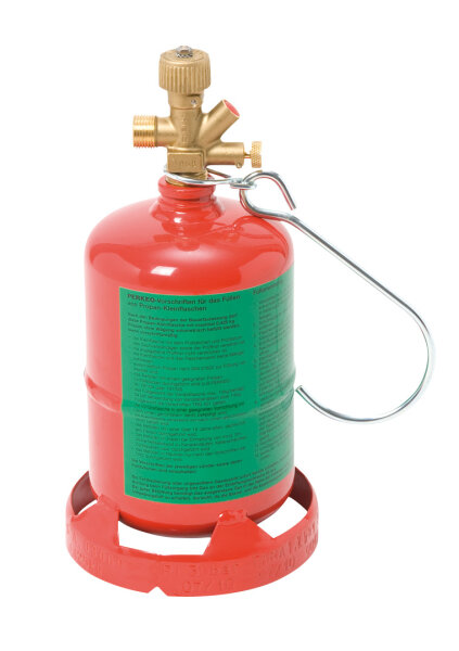PERKEO Propan-Montageflasche f. 0,425 kg Füll.m.Fuß -Niedrige Ausführung- - 795/01/2/T
