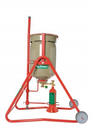 PERKEO Propan-Umfüllstation 455/02/01 auf Rollen, für 5-11 kg Propangasflaschen, Schwenkprinzip