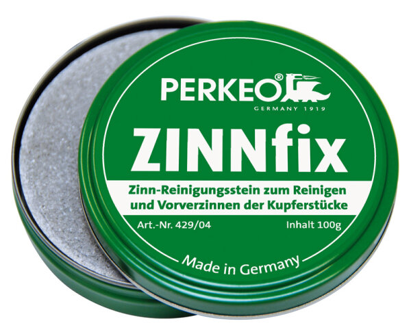 Perkeo Zinnfix Verzinnungs- und Reinigungsstein für Kupferstücke 429/04 in Blechdose, Salmiakstein-Ersatz, ohne giftigen Qualm