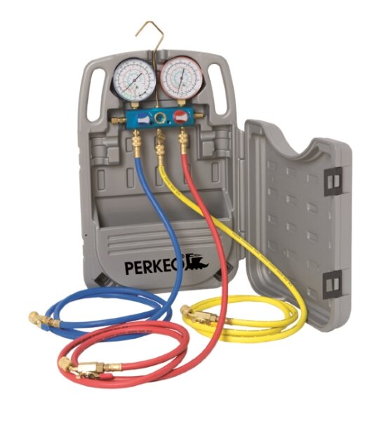 Perkeo Momo 2 2-Wege Monteurhilfe BS152-82 mit Schlauchset, für R410a, R134a, R22, R407C