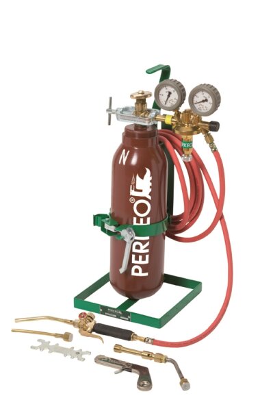 Perkeo TG16-A1 Acetylen-Hartlötgerät 799/16A mit 5 l-Flasche und Zubehör, tragbar, mit Sparautomatik