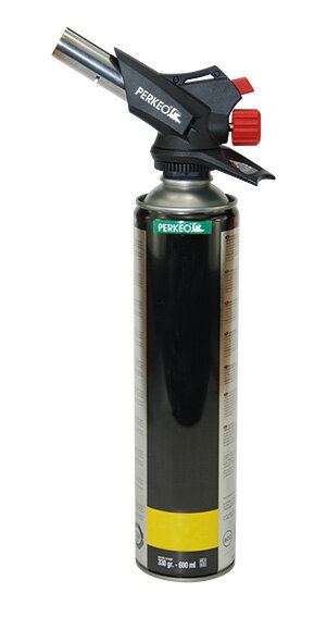 Perkeo Propan-Butan-Piezo-Hartlötbrenner 794/03 auf Kartuschenbasis, 340 g Inhalt, für Überkopfbetrieb, Hartlöten bis Ø 18 mm