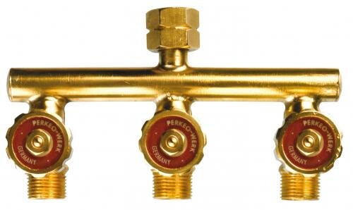 PERKEO Dreifach-Abzweigstück BS152-153, G 3/8 LH, einzeln abstellbar