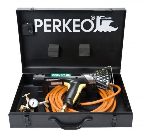 PERKEO Propan-Piezo-Palettenschrumpfgerät 799/06/5 Set im Blechkoffer, 73 kW, 8 m Schlauch