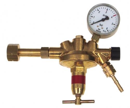 PERKEO Propan-Druckminderer 392/01/T6, Manometer 0-4/6 bar, für 5-33 kg Gasflaschen