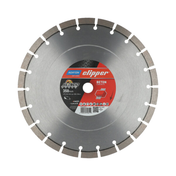Norton Clipper Diamant-Trennscheibe 70184628999 Extreme Beton Silencio, Ø 350x25,4 mm, geräuscharm, Sandwich-Stahlkern