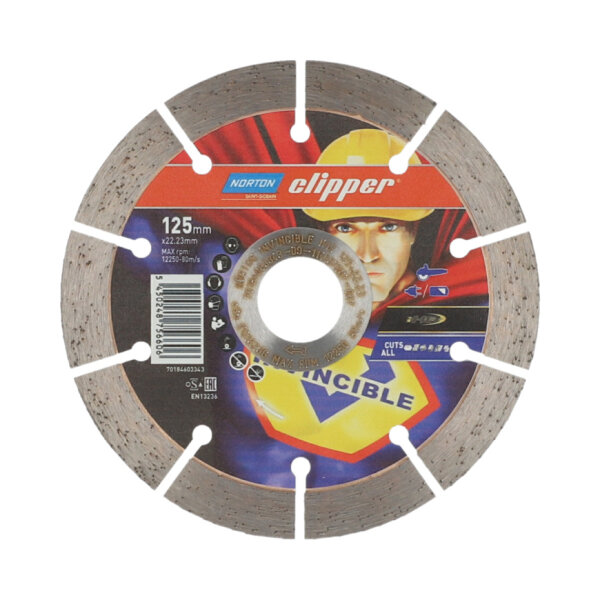 Norton Clipper Diamantscheibe 70184603343 Mr. Invincible, 125 x 22,23 mm, iHD-Technologie