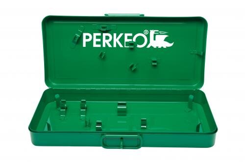 PERKEO Stahlblechkasten für Schrumpfbrenner-Garnituren 390/1/10, abschließbar, 470x215x90 mm