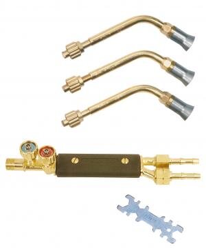 Perkeo Propan- und Erdgas-Druckluft Brenner-Set 786/00/T6 Klein Rista, mit Griffstück 828/T6 und 3 Brennereinsätzen Gr. 1-3