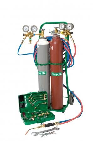 PERKEO A/S-Montagegerät fahrbar mit 10 l Stahlflaschen und Zubehör - 799/17A/10l/01