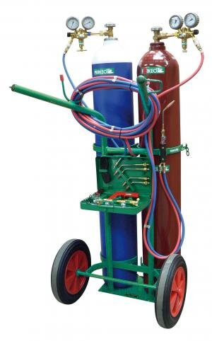 PERKEO A/S-Montagegerät trag- und fahrbar, mit 50l Stahlflaschen - 799/17A/50l