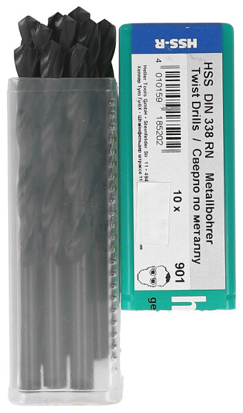 HELLER HSS-R Stahlbohrer DIN 338 RN Rundschaft Set 10-teilig Ø 1,3x16/38 mm 10St. 18453