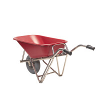 Matador - Profi-Schubkarre aus Aluminium (ergonomisch)Tragkraft: 200kg. - HDPE-Mulde (rot) 90 Liter - pannensicherer Reifen