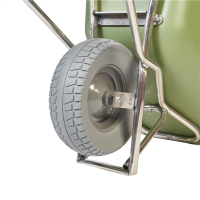 Matador - Profi-Schubkarre aus Aluminium (ergonomisch)Tragkraft: 200kg. - HDPE-Mulde (grün) 90 Liter - breiter pannensicherer Reifen