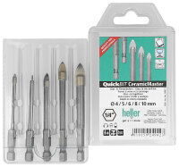 HELLER QuickBit CeramicMaster Glasbohrer 1/4"-6-kant Set 5-teilig Ø 4/5/6/8/10 mm 5St. 24942