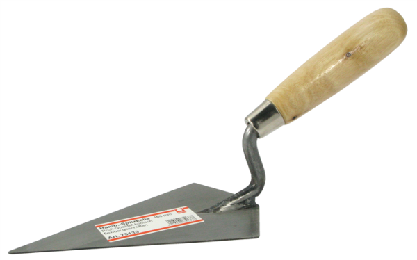 Profibau Hamburger Spitzkelle 75136 Standard 140 mm, aus gehärtetem Stahl, mit Holzheft