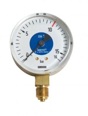 PERKEO Inhalts-Manometer für Sauerstoff, G 1/8RH, 0-200/315 bar für "MINI", 170/4/01