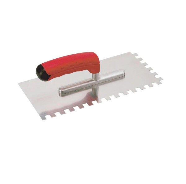 Glättekelle rostfrei gezahnt 4 x 4 mm mit Softgriff