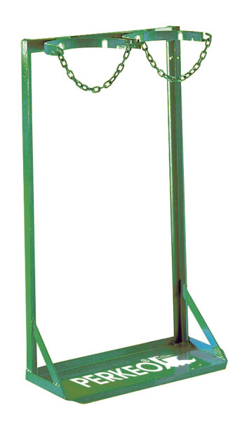PERKEO Stahlflaschenständer 463/01/10 für zwei 40/50 l-Flaschen, mit Kettensicherung und Wandmontage