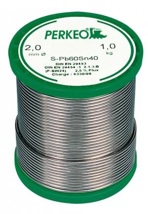 PERKEO Lötdrähte nach DIN EN ISO 9453, flussmittelgefüllte Weichlötdrähte nach DIN EN 29454.1, 3.1.1.B