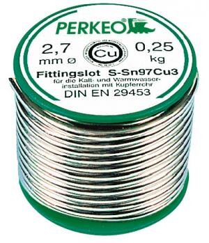 PERKEO Lötdraht (Fittingslot) BS152-2467 nach DIN EN ISO 9453, für Trinkwasser- und Heizungsinstallation, bis 110 °C