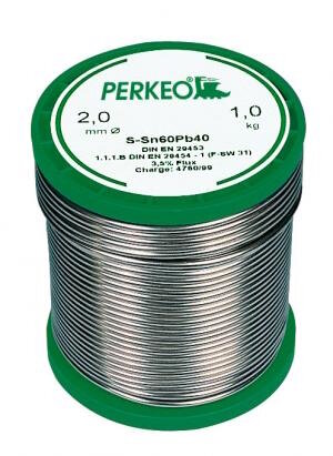 PERKEO Weichlötdraht Kolo.flussm.gefüllt S-Pb60Sn40,F-SW31,2mm, 100 g-Spu., 500/01/09