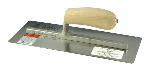 Profibau Glättekelle 77304 Gebogenes Blatt, 305 x 120 mm, Rostfreier Stahl, Holzgriff