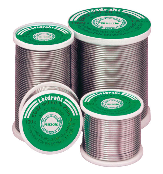 PERKEO Lötdraht bleifrei Flussm.gefüllt S-Sn95Ag4Cu1,F-SW32,1,0mm,100g-Sp, 500/01/90