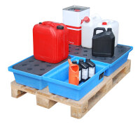 BAUER GREEN-LINE PE-Auffangwanne für Paletten KWP-P 20 aus robustem Polyethylen Blau