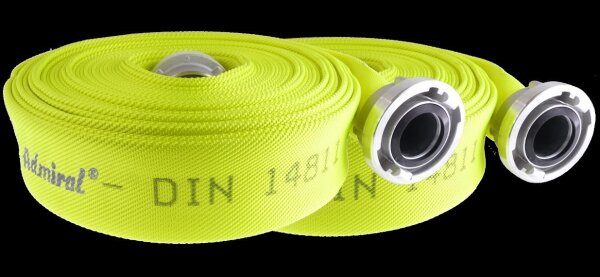 KLOTZ Flachschlauch Bauschlauch Admi®Star 602dy Gelb, DIN 14811, mit Storz-Kupplung