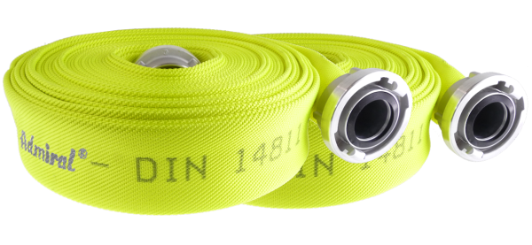 KLOTZ Flachschlauch Bauschlauch Admi®Star 602dy Gelb, DIN 14811, mit Storz-Kupplung